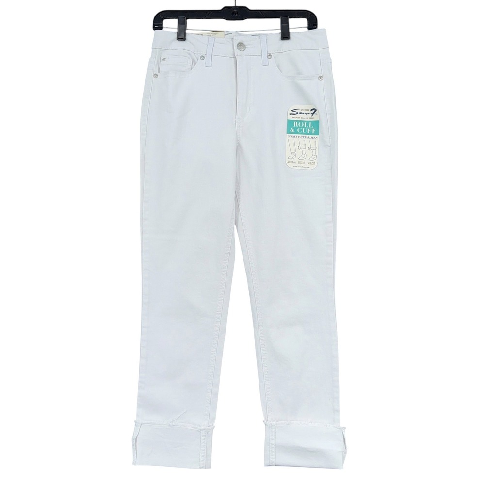 Seven7 High Rise Slim Straight‎ Women 8 Cotton Elastane White MY1430WH